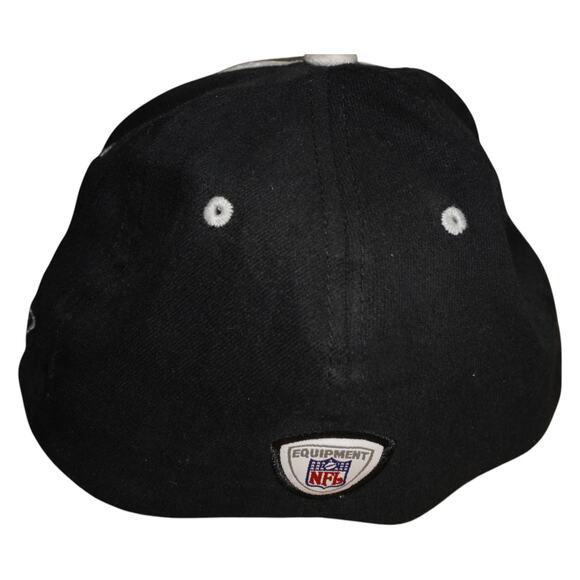 Reebok NFL EQUIPMENT Oakland Raiders Fitted Hat Cap Mesh Side Panels Black Grey - Picture 3 of 6